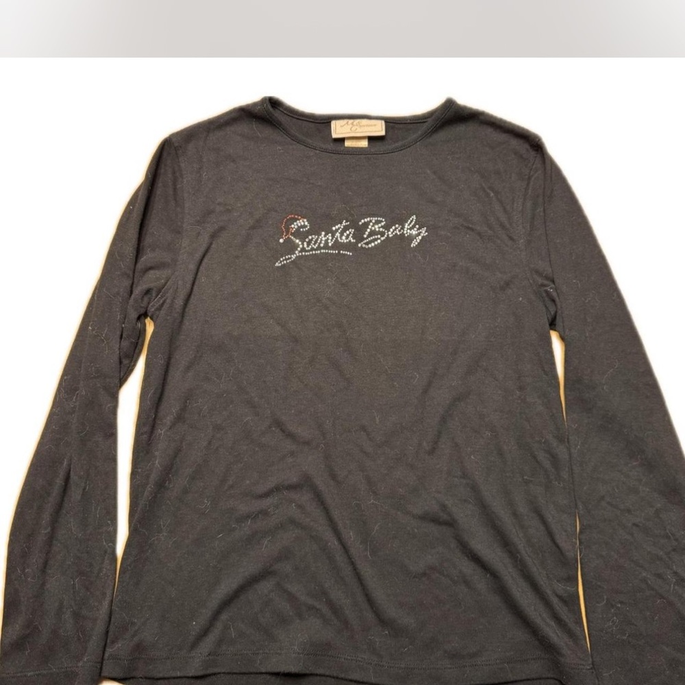 Black Long Sleeve 'Santa Baby' Top